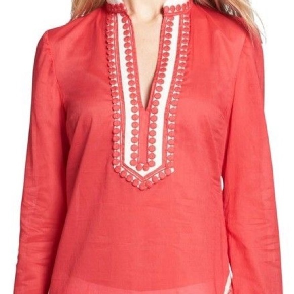 Tory Burch “Tory” Long Sleeve Cotton Tunic in Carnival size 10 - Picture 2 of 9